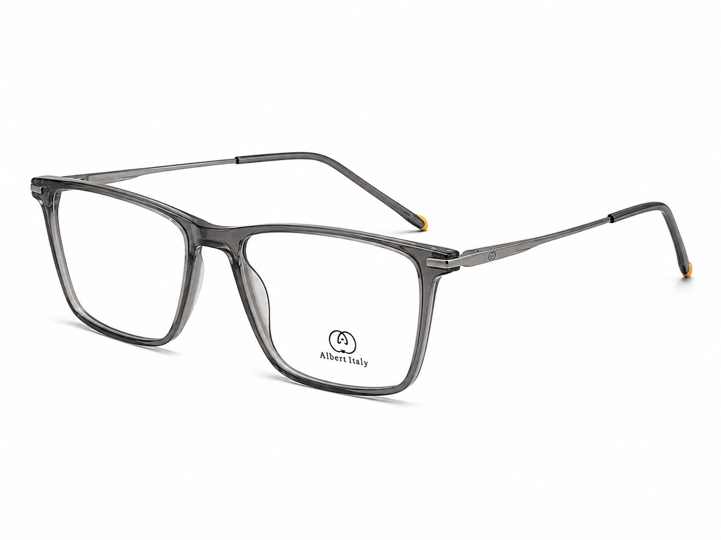 Albert Italy Translucent Grey & Gunmetal Rectangular Frame