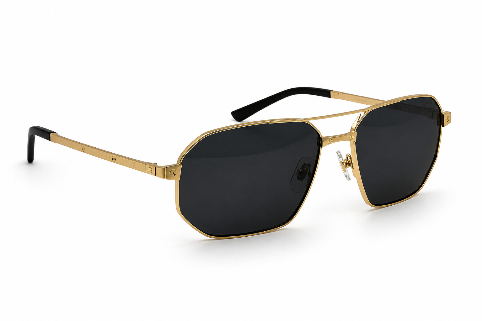 Albert Italy Gold & Black Geometric Square Navigator Sunglasses - Image 2