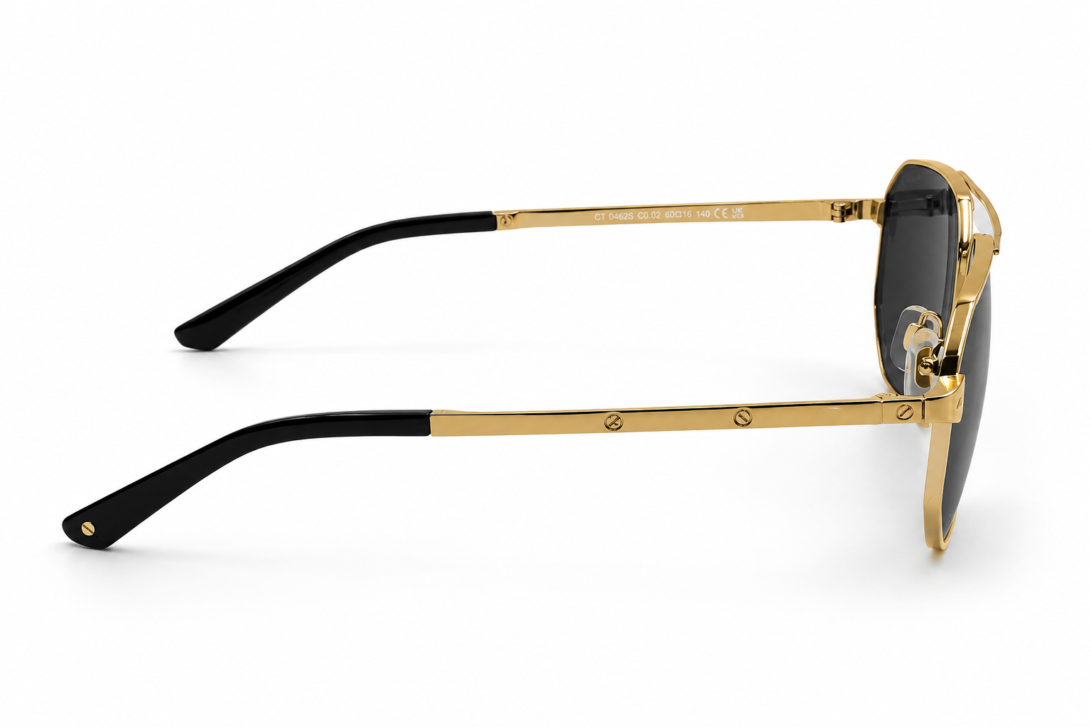 Albert Italy Gold & Black Geometric Square Navigator Sunglasses - Image 3