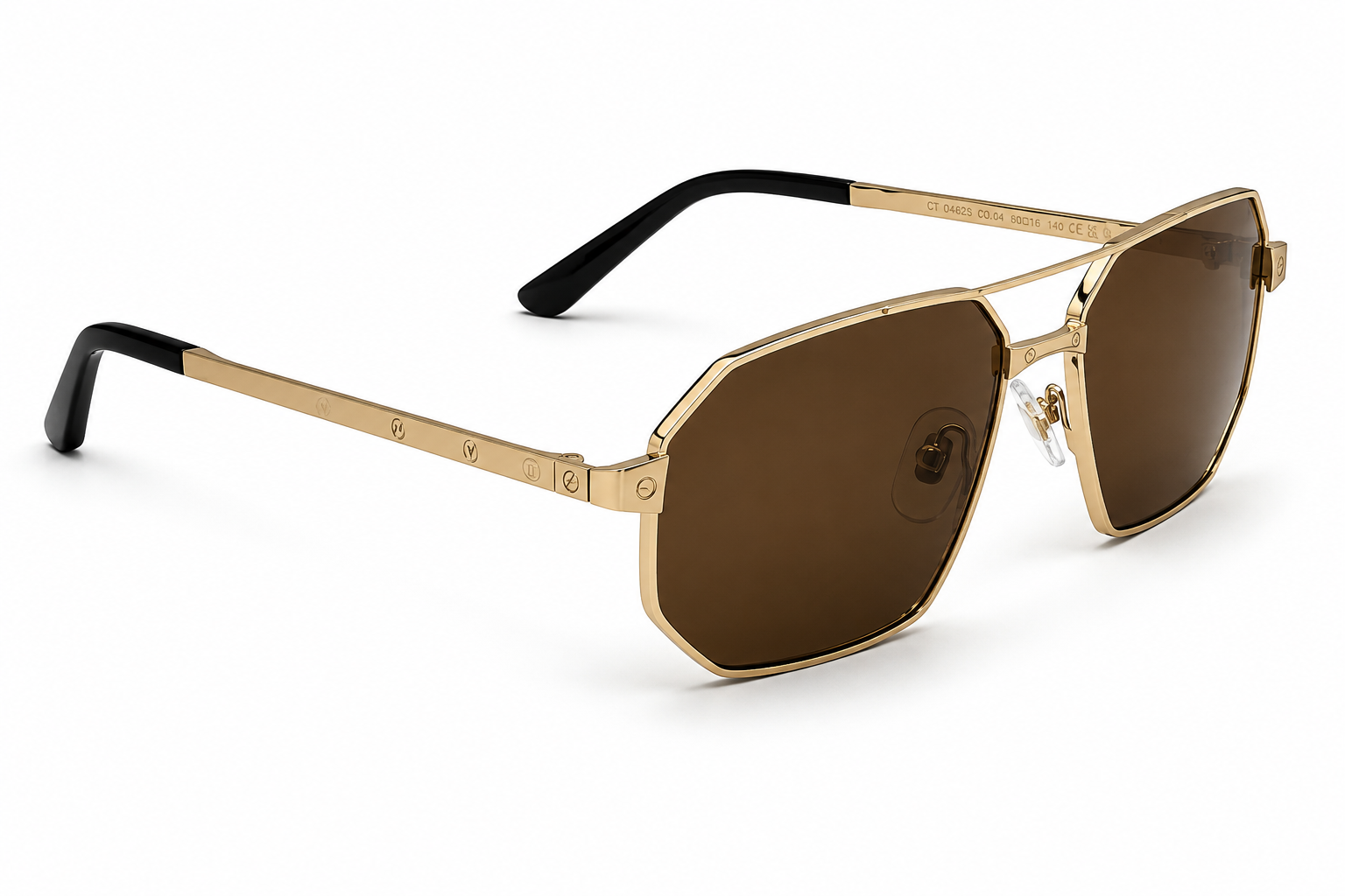 Albert Italy Gold & Red Geometric Square Navigator Sunglasses - Image 3
