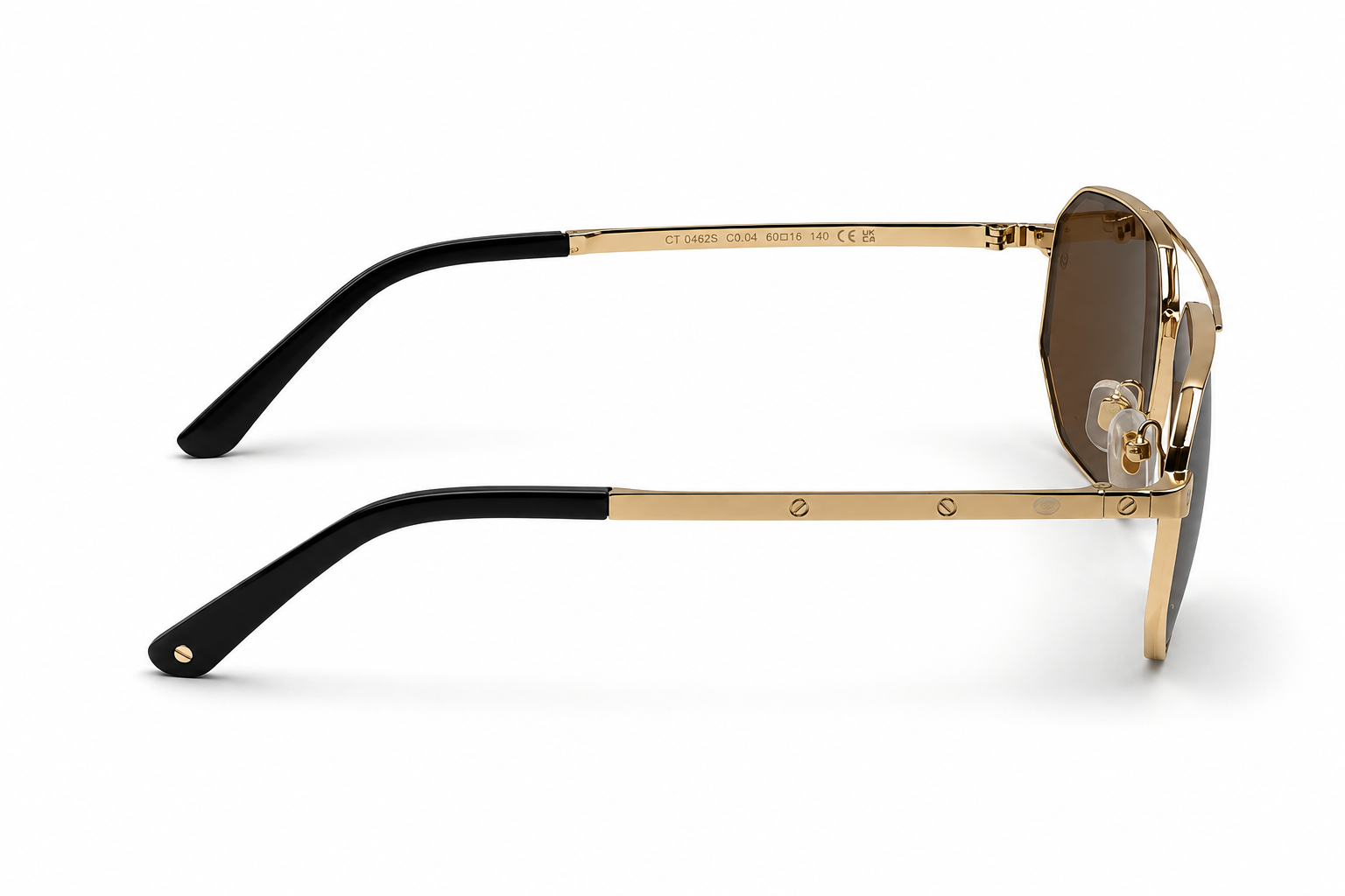 Albert Italy Gold & Red Geometric Square Navigator Sunglasses - Image 5