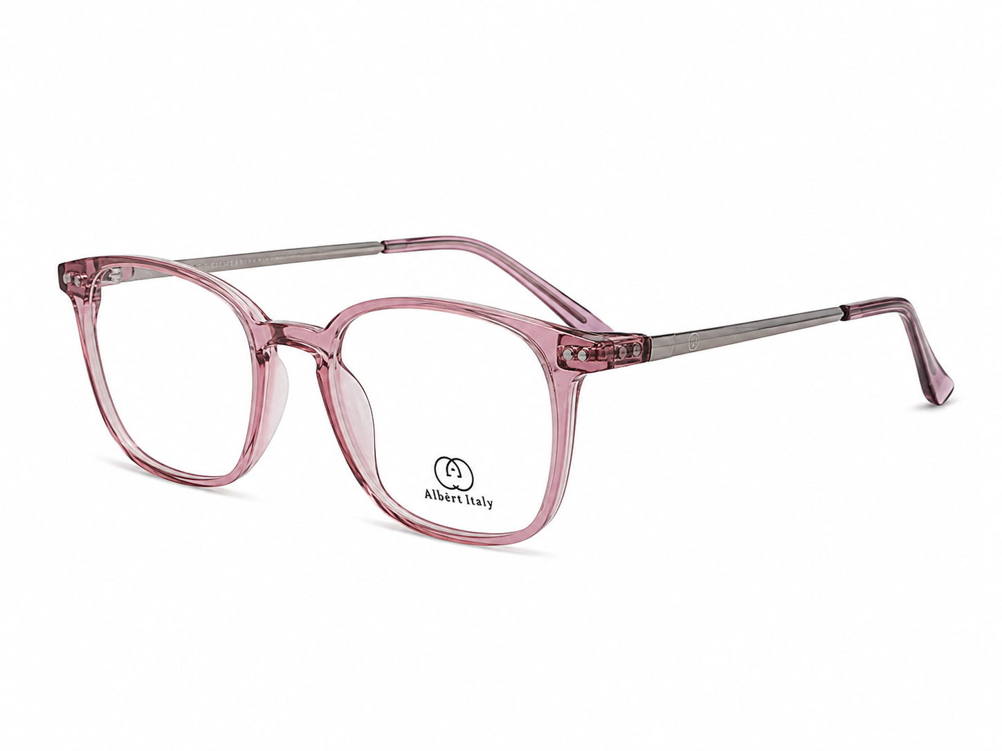 Albert Italy Translucent Pink & Gunmetal Round-Square Frame