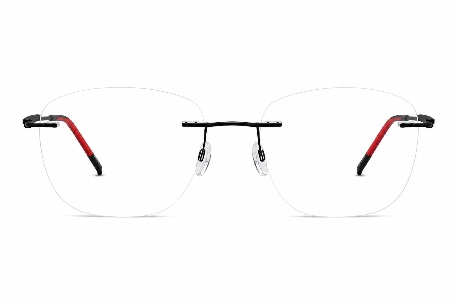 Albert Italy Matte Black & Red Rimless Round Oval Frame