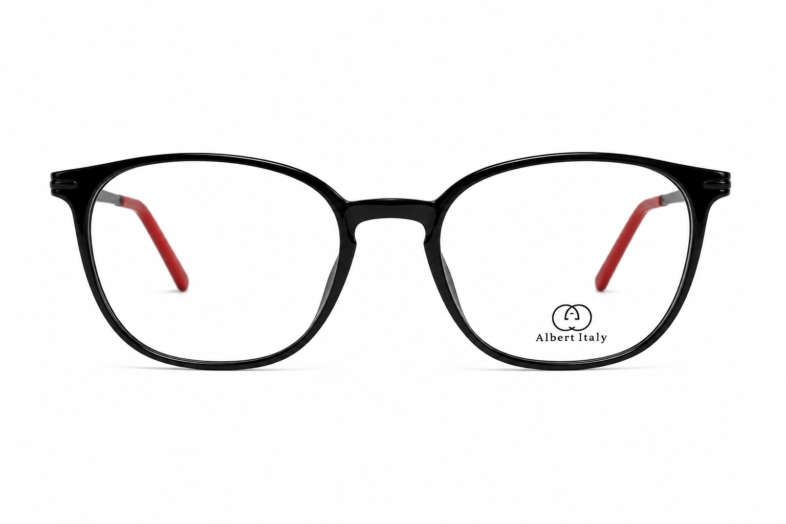 Albert Italy Glossy Black & Red Round Panto Frame