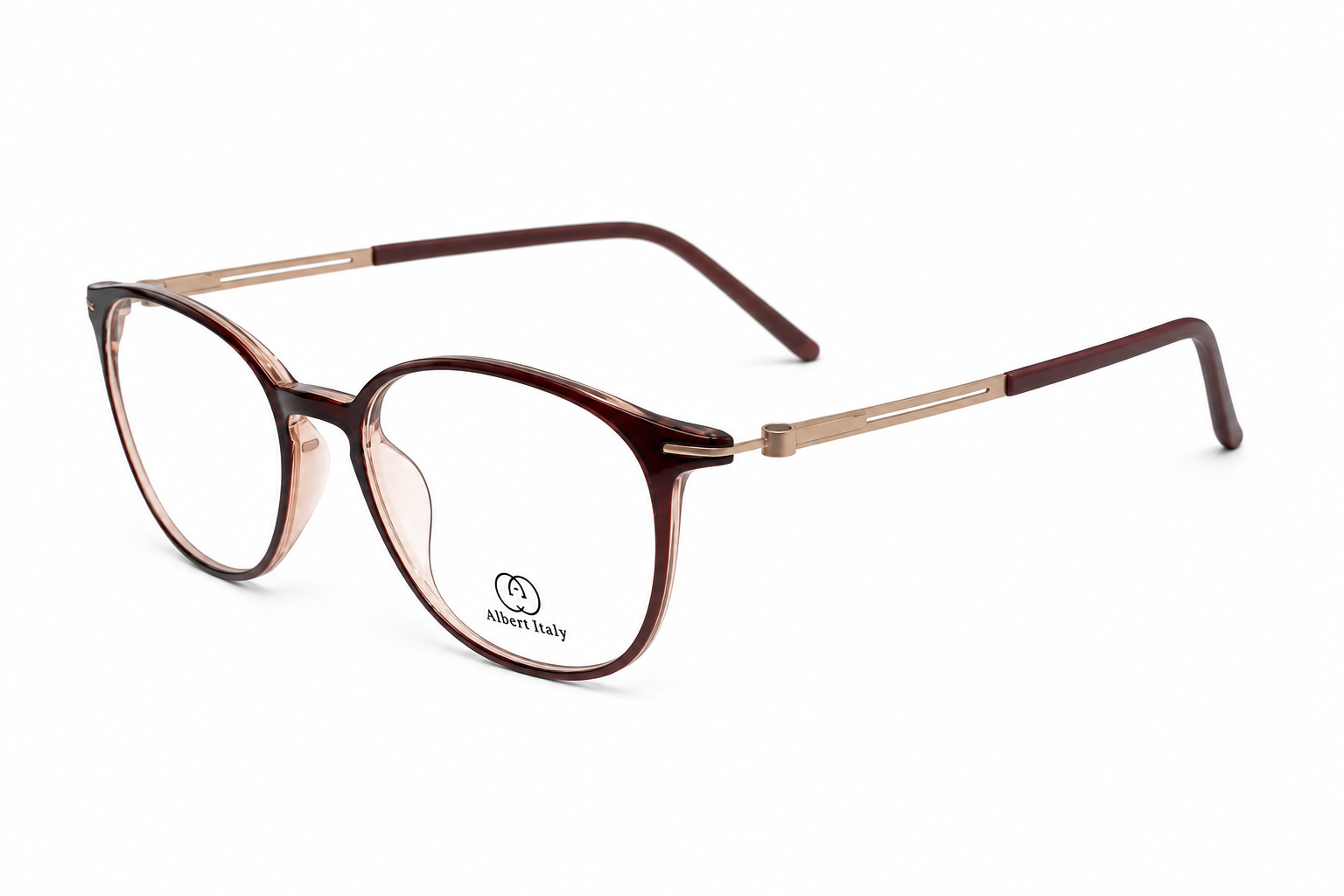 Albert Italy Glossy Burgundy & Mauve Round Panto Frame - Image 3