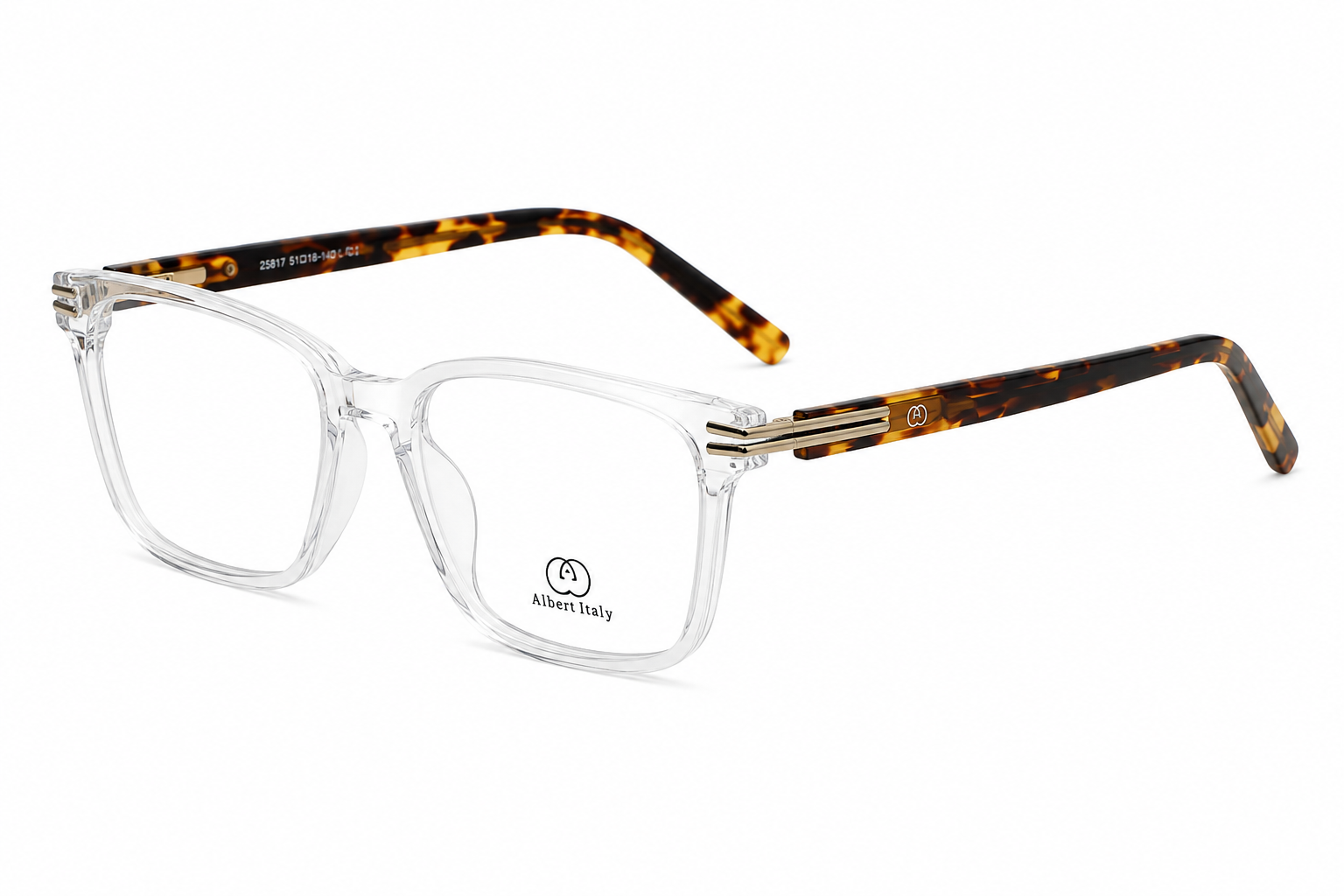 Albert Italy Crystal Clear & Tortoiseshell Square Frame