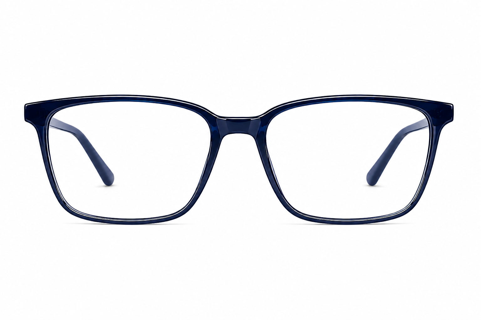 Albert Italy Glossy Navy Blue & Ribbed Metal Rectangular Frame