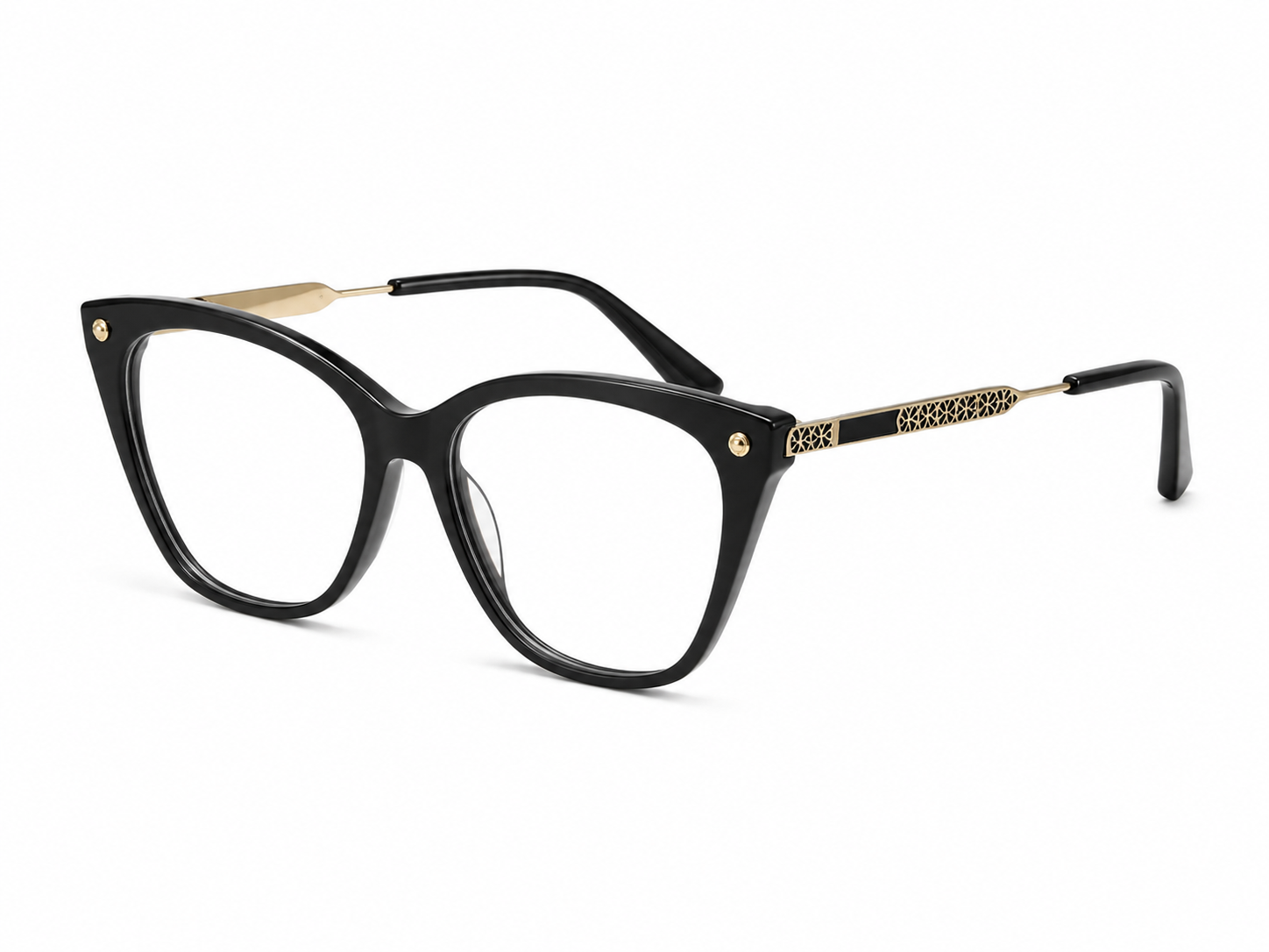 Albert Italy Glossy Black & Gold Cat-Eye Frame - Image 2