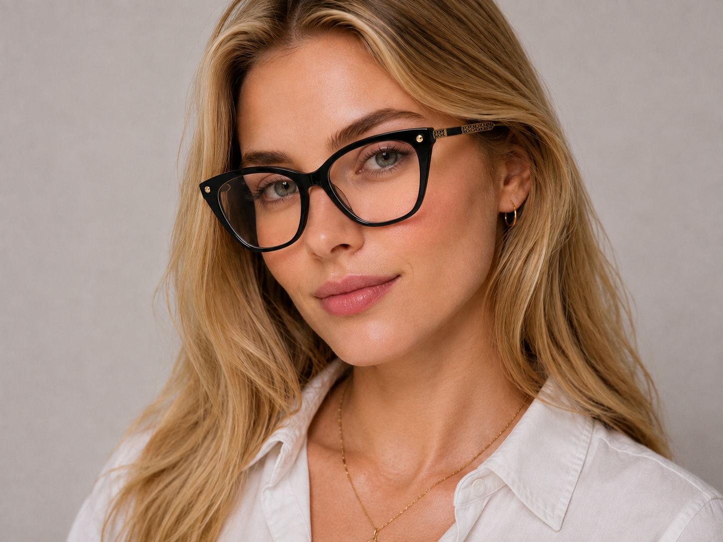 Albert Italy Glossy Black & Gold Cat-Eye Frame - Image 4