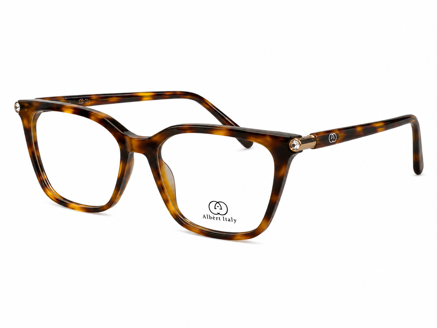 Albert Italy Tortoiseshell & Rose Gold Geometric Cat-Eye Frame