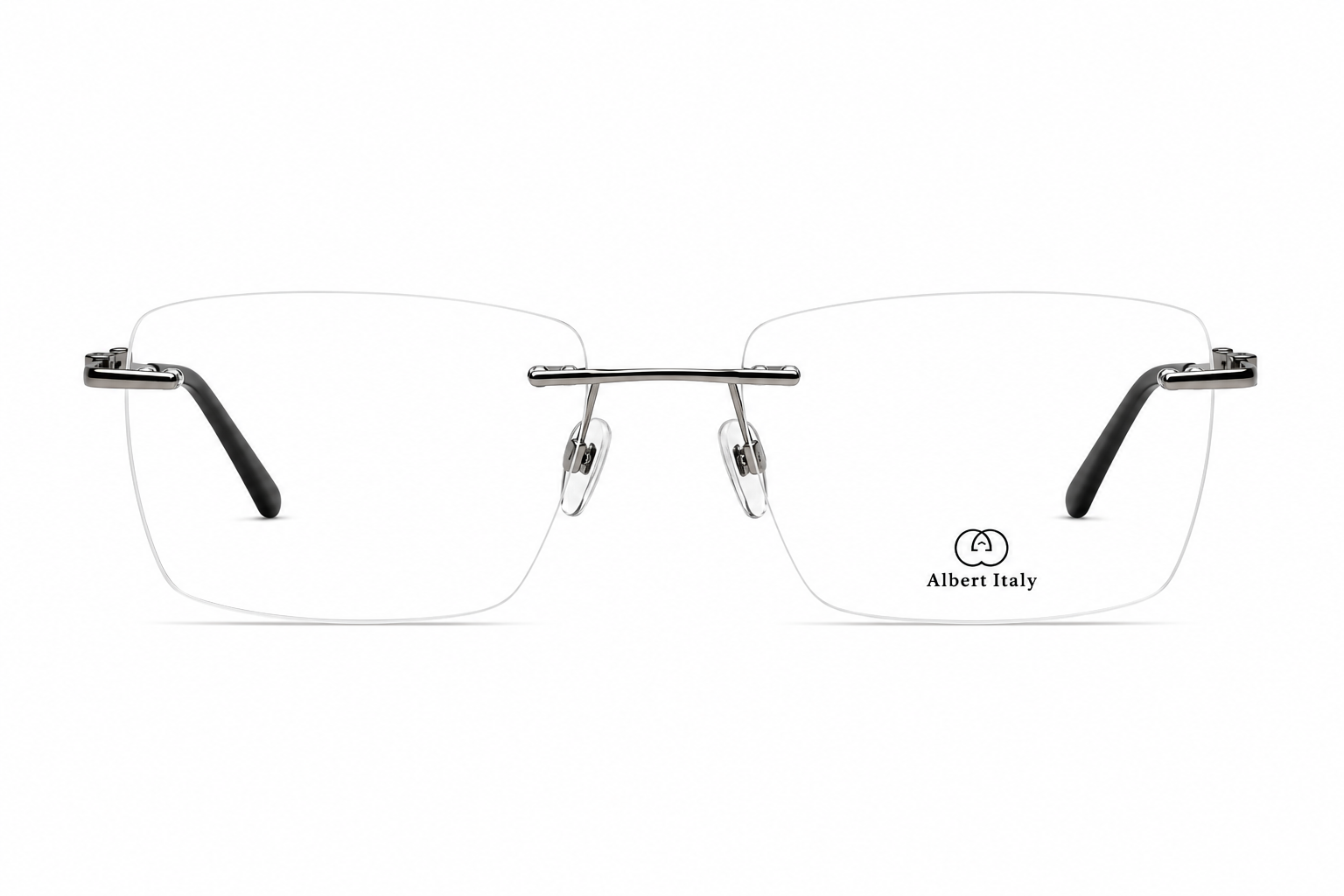 Albert Italy Matte Gunmetal & Grey Rimless Square Frame