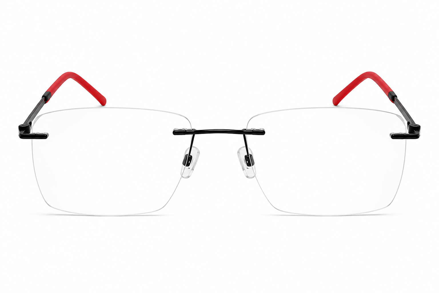 Albert Italy Matte Black & Red Rimless Square Frame