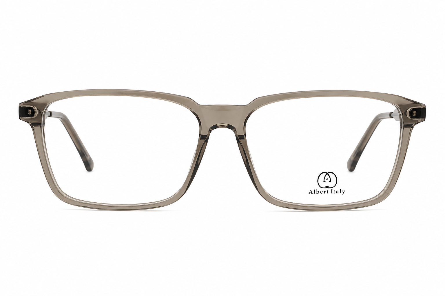 Albert Italy Translucent Olive Green & Gunmetal Rectangular Frame