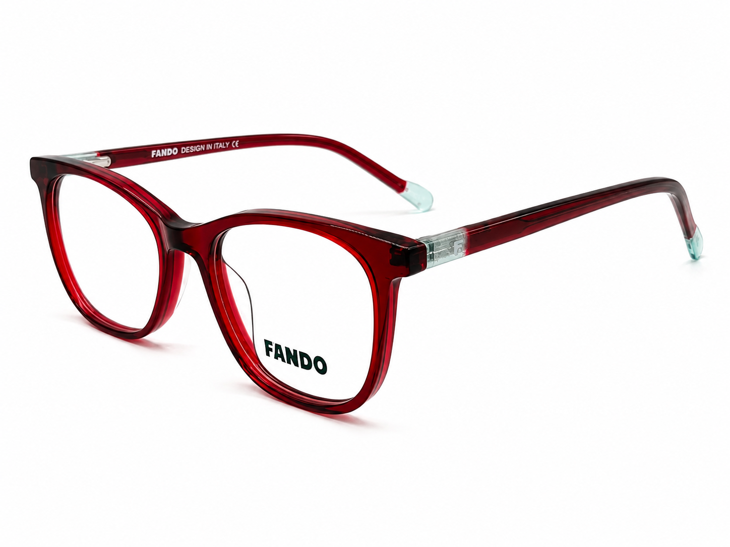 FANDO Glossy Burgundy & Mint Green Square Frame