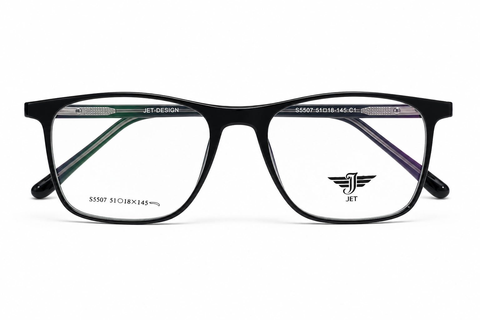 JET Classic Black & Green-Purple Striped Square Frame - Image 4