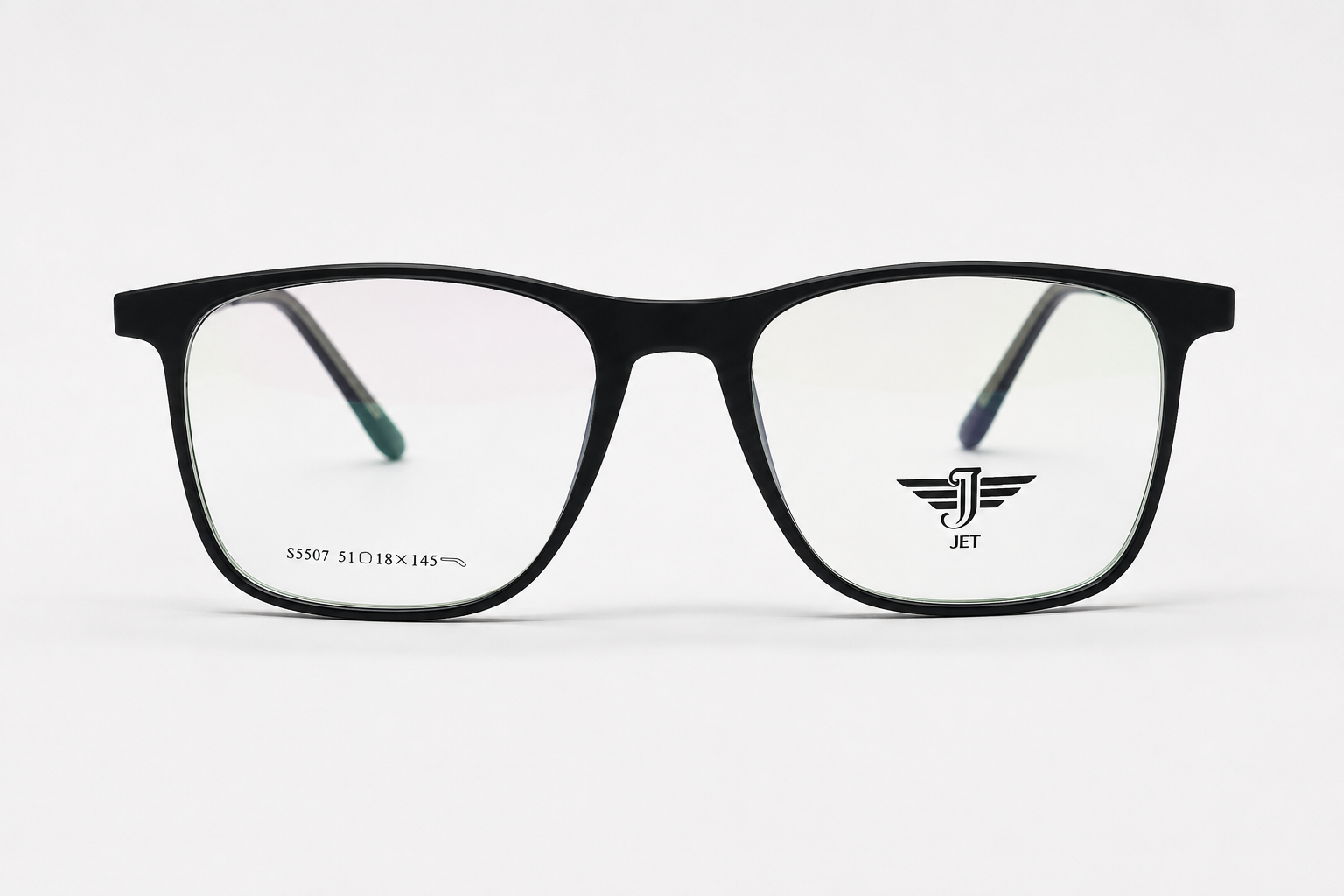 JET Classic Black & Green-Purple Striped Square Frame
