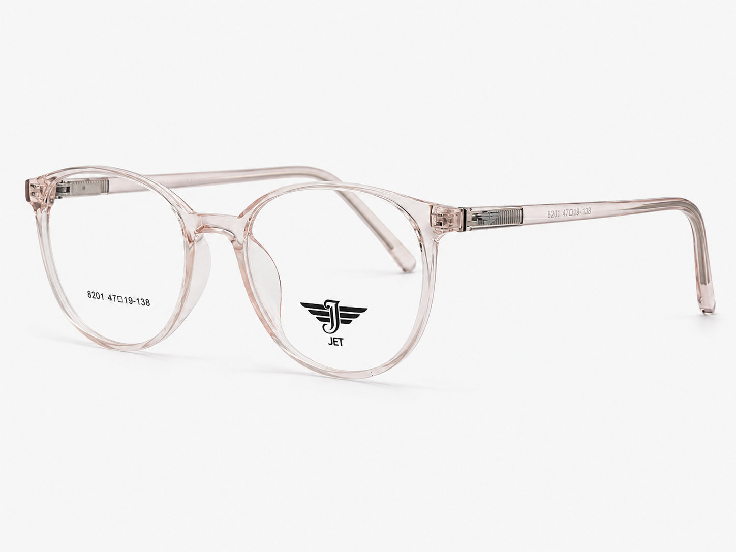JET Transparent Blush Pink Crystal Rose Round Frame