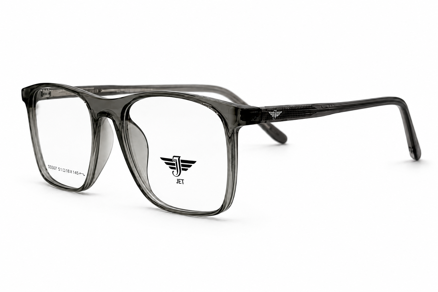 Jet Transparent Smoke Grey Rectangular Frame