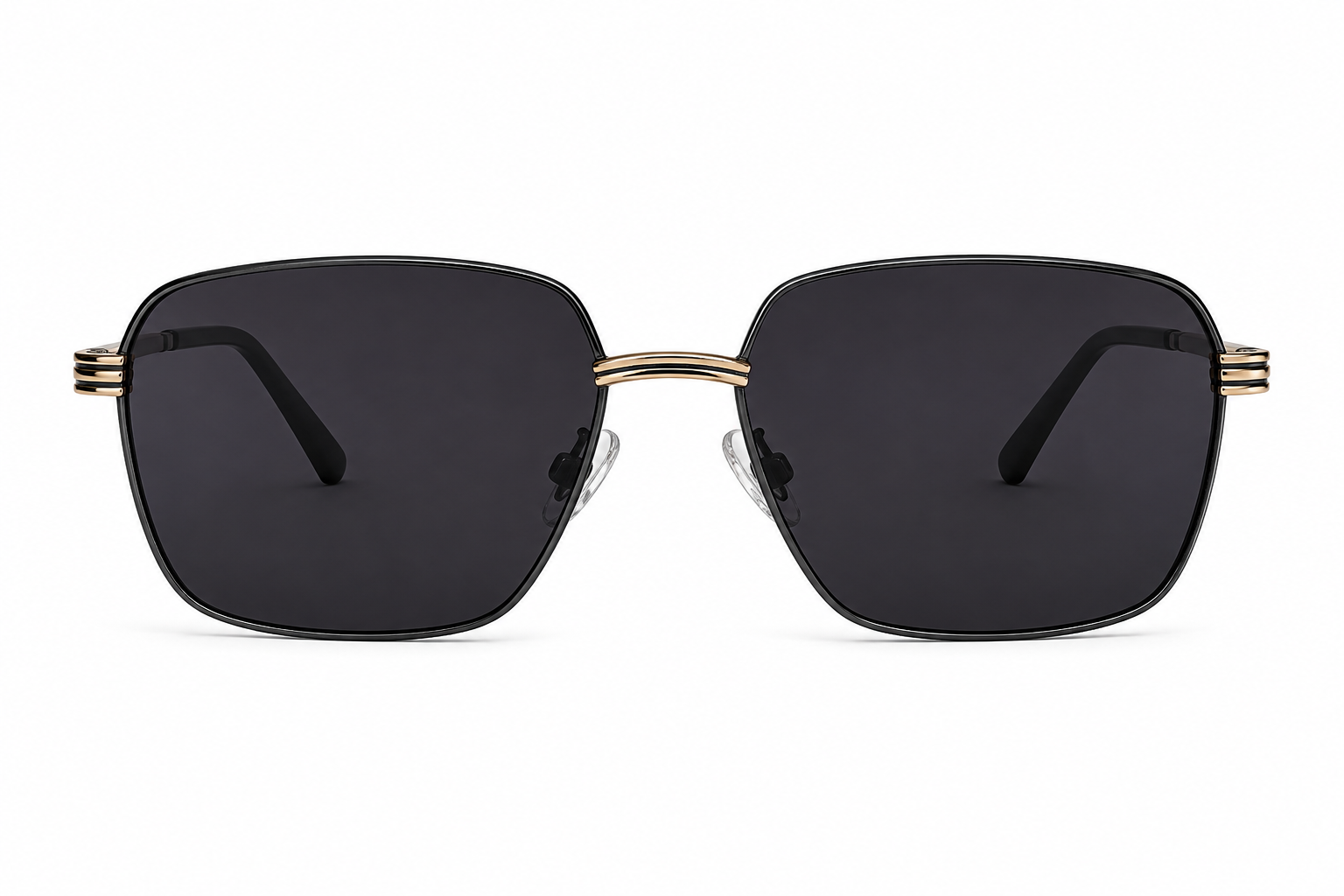 JET Glossy Black Rimless Square Sunglasses