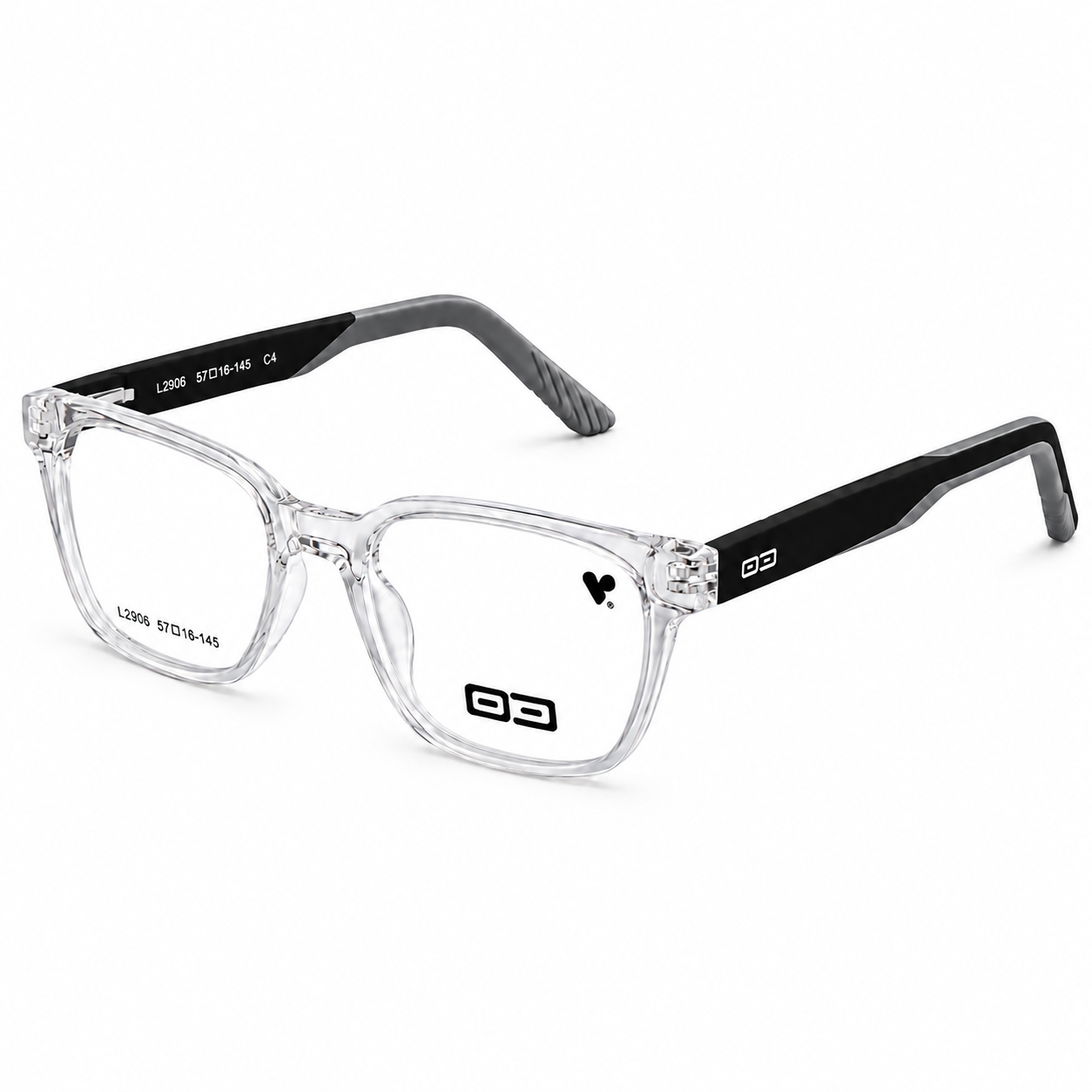 O3 Crystal Clear & Matte Grey Sport Rectangular Frame