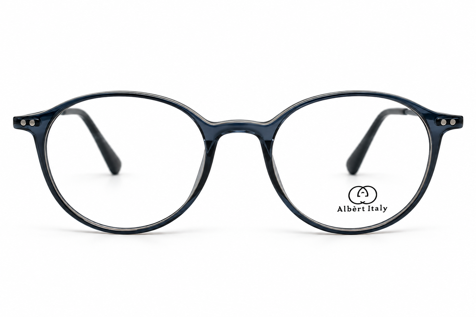 Albert Italy Translucent Smoke Grey & Gunmetal Round Frame