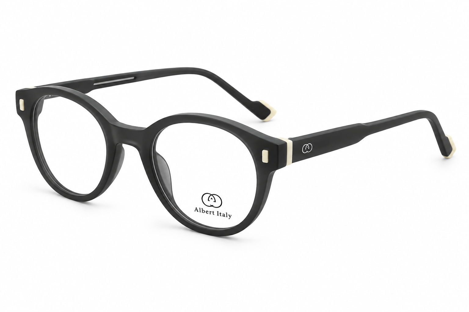 Albert Italy Matte Translucent Grey & Cream Round Frame