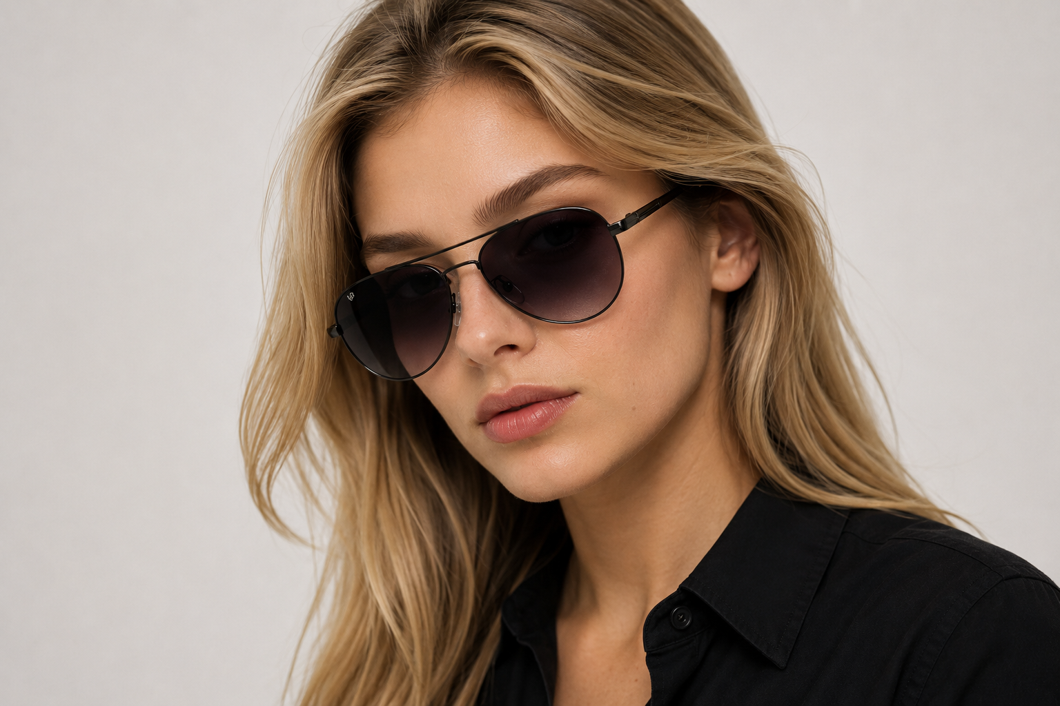 JET Gunmetal & Black Double-Bridge Aviator Sunglasses - Image 5
