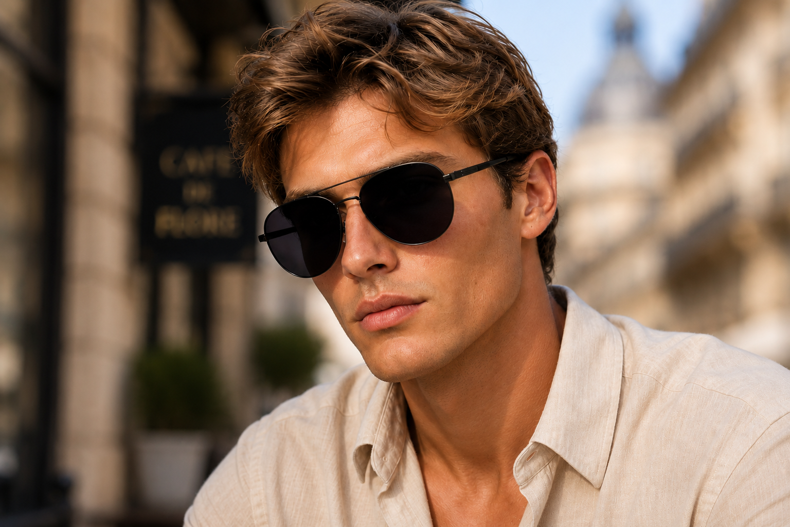 JET Gunmetal & Black Double-Bridge Aviator Sunglasses - Image 4