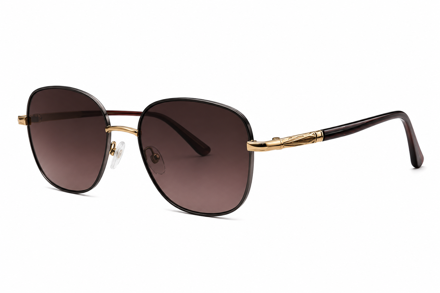 JET Burgundy Brown & Gold Oversized Square Sunglasses - Image 2