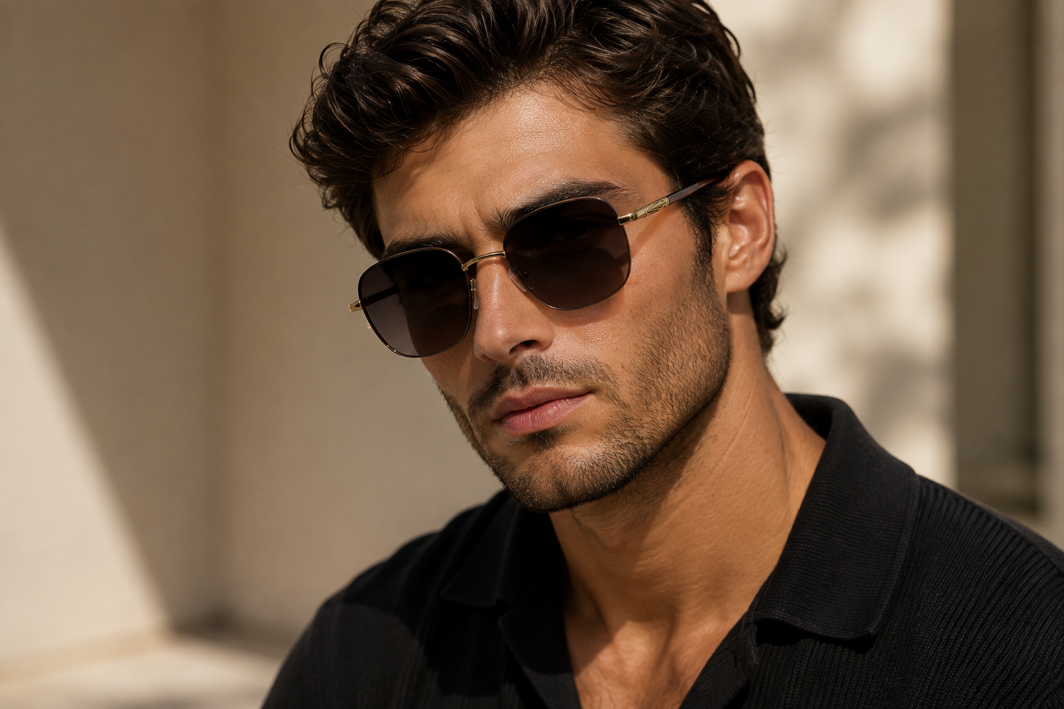 JET Burgundy Brown & Gold Oversized Square Sunglasses - Image 6