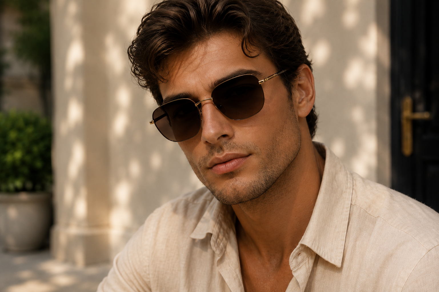 JET Burgundy Brown & Gold Oversized Square Sunglasses - Image 7