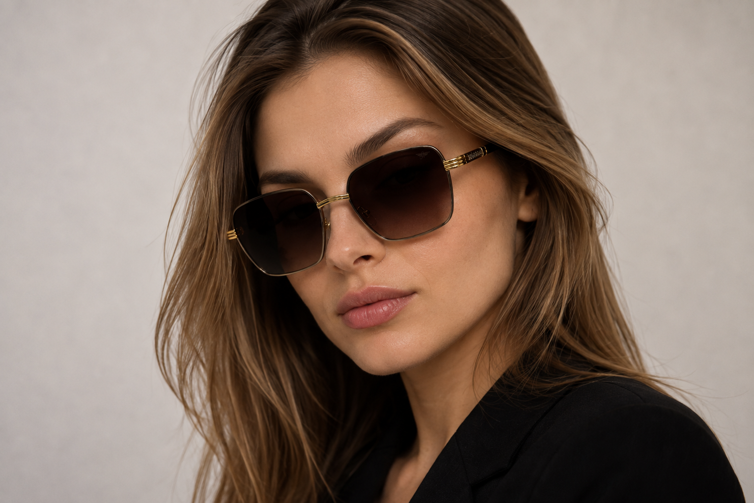 JET Gunmetal & Black Rimless Square Sunglasses - Image 7