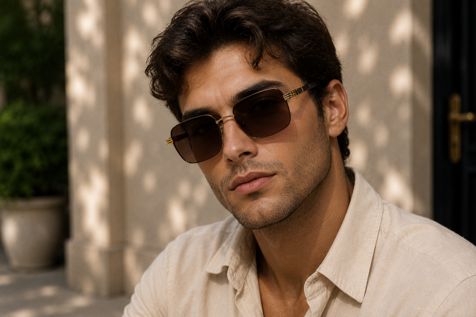 JET Gunmetal & Black Rimless Square Sunglasses - Image 5