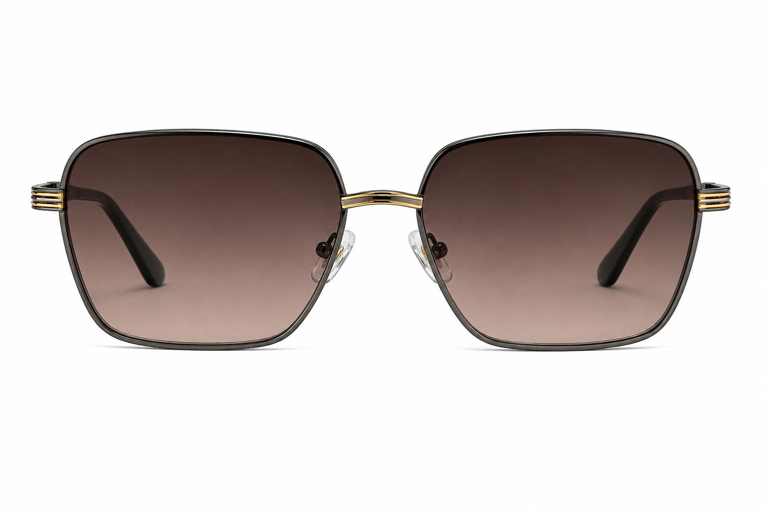 JET Gunmetal & Black Rimless Square Sunglasses