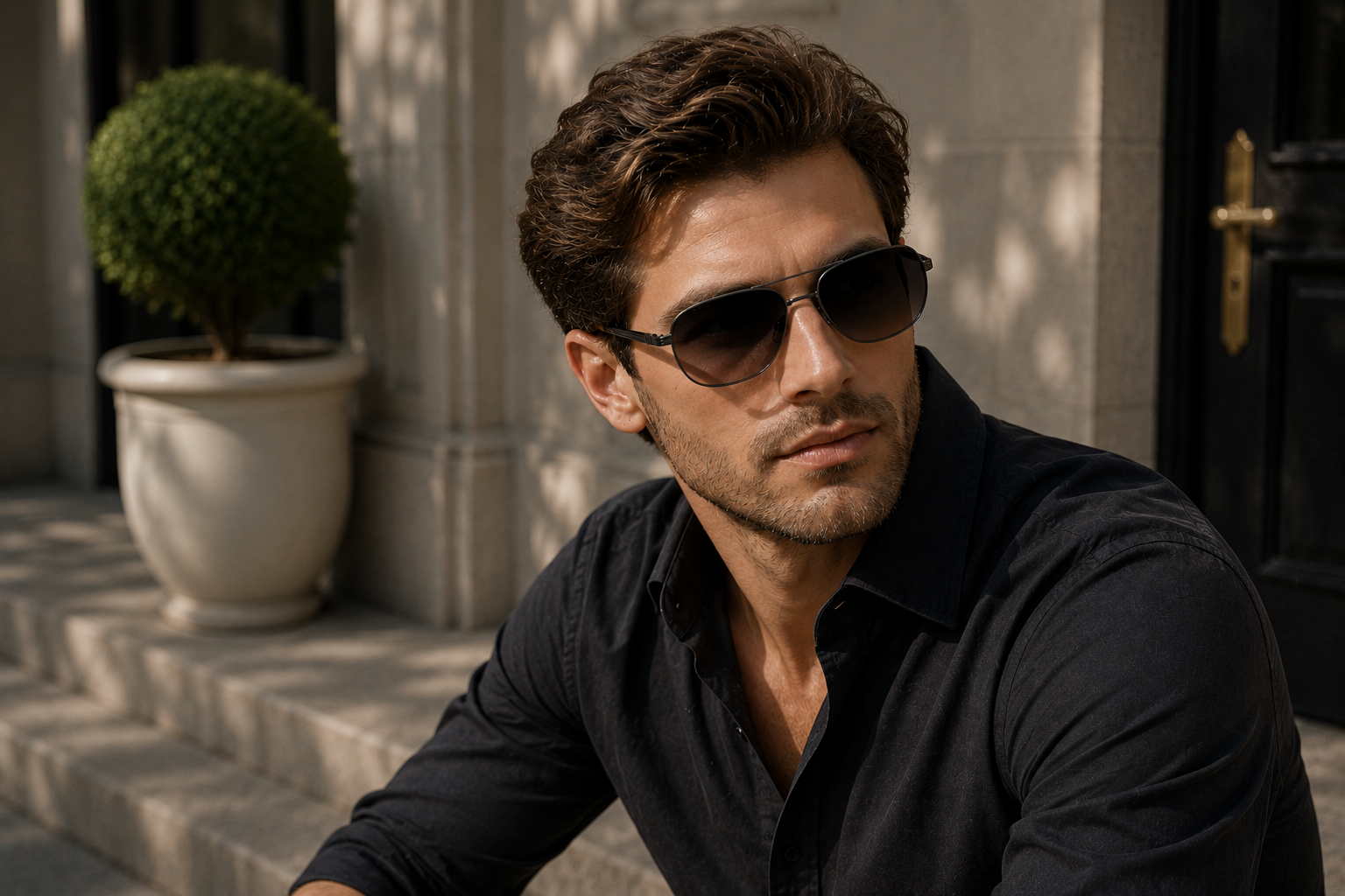 JET Gunmetal & Black Oversized Square Sunglasses - Image 4