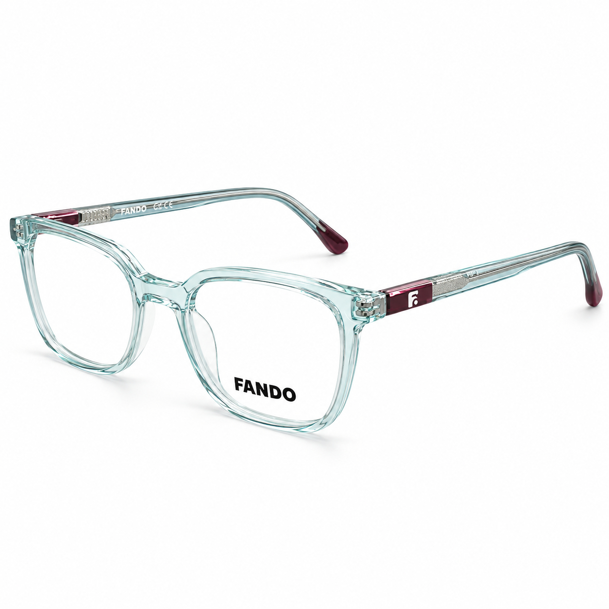 FANDO Crystal Clear & Emerald Green Square Frame