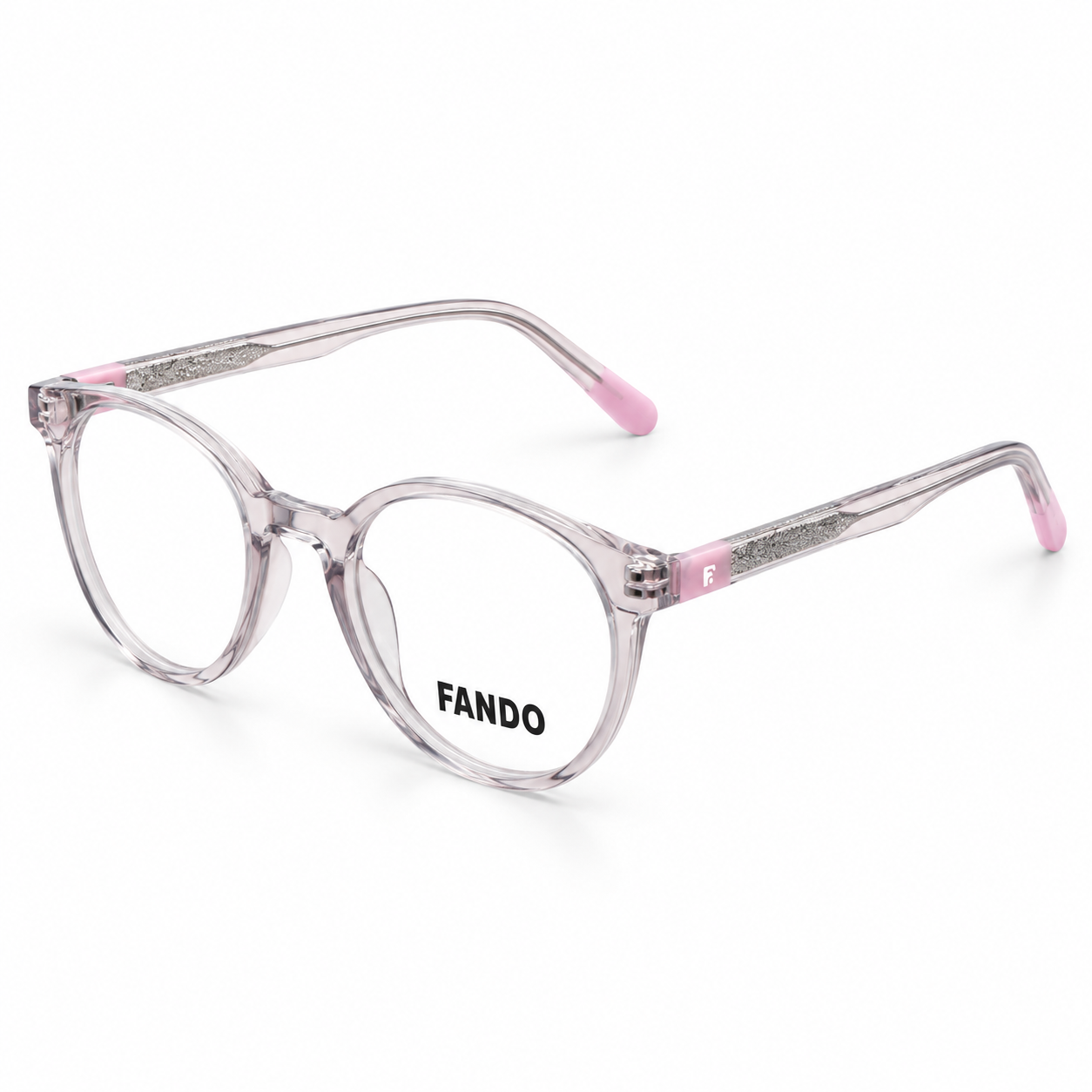 FANDO Crystal Clear & Pink Round Panto Frame