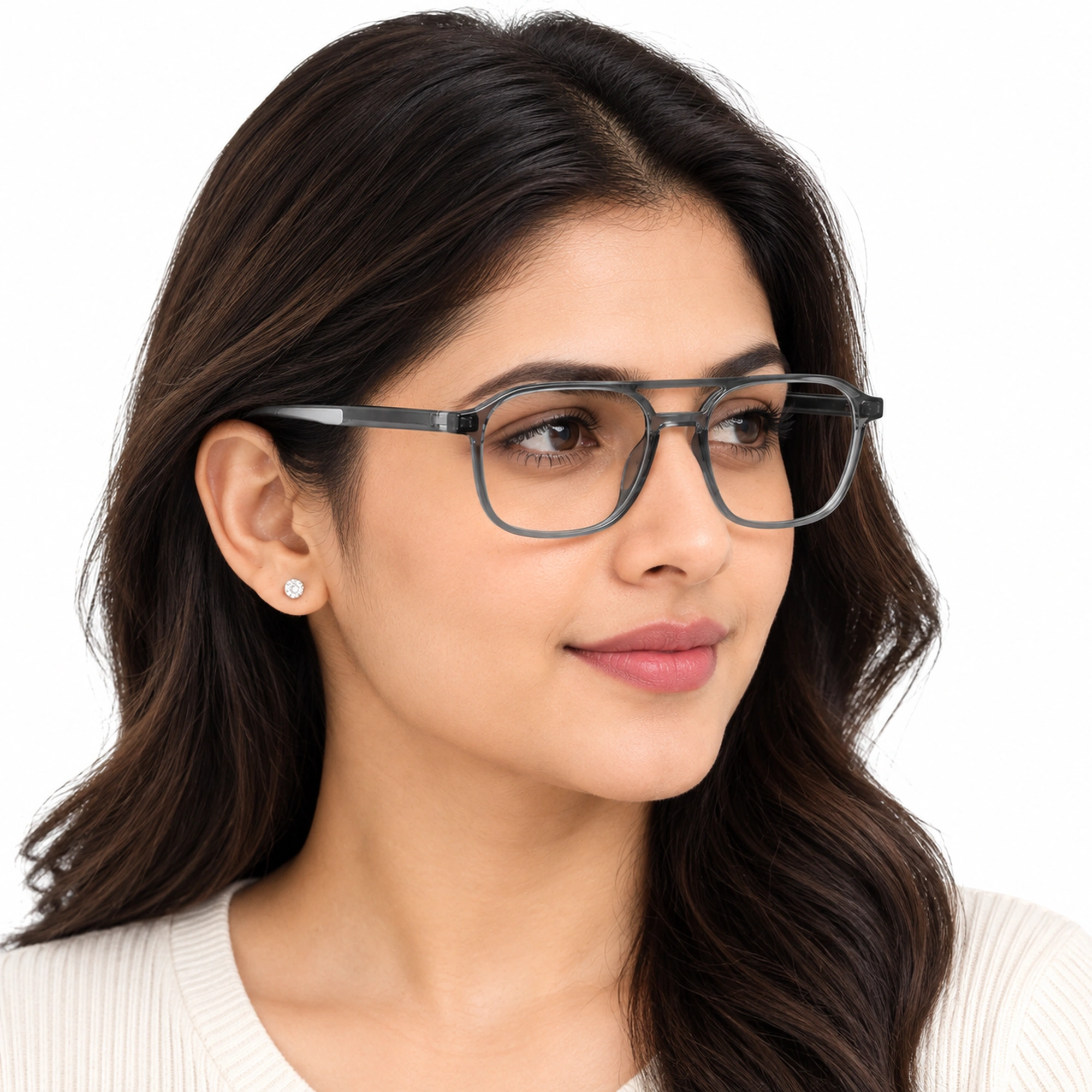 JET Translucent Grey Double-Bridge Square Frame - Image 5