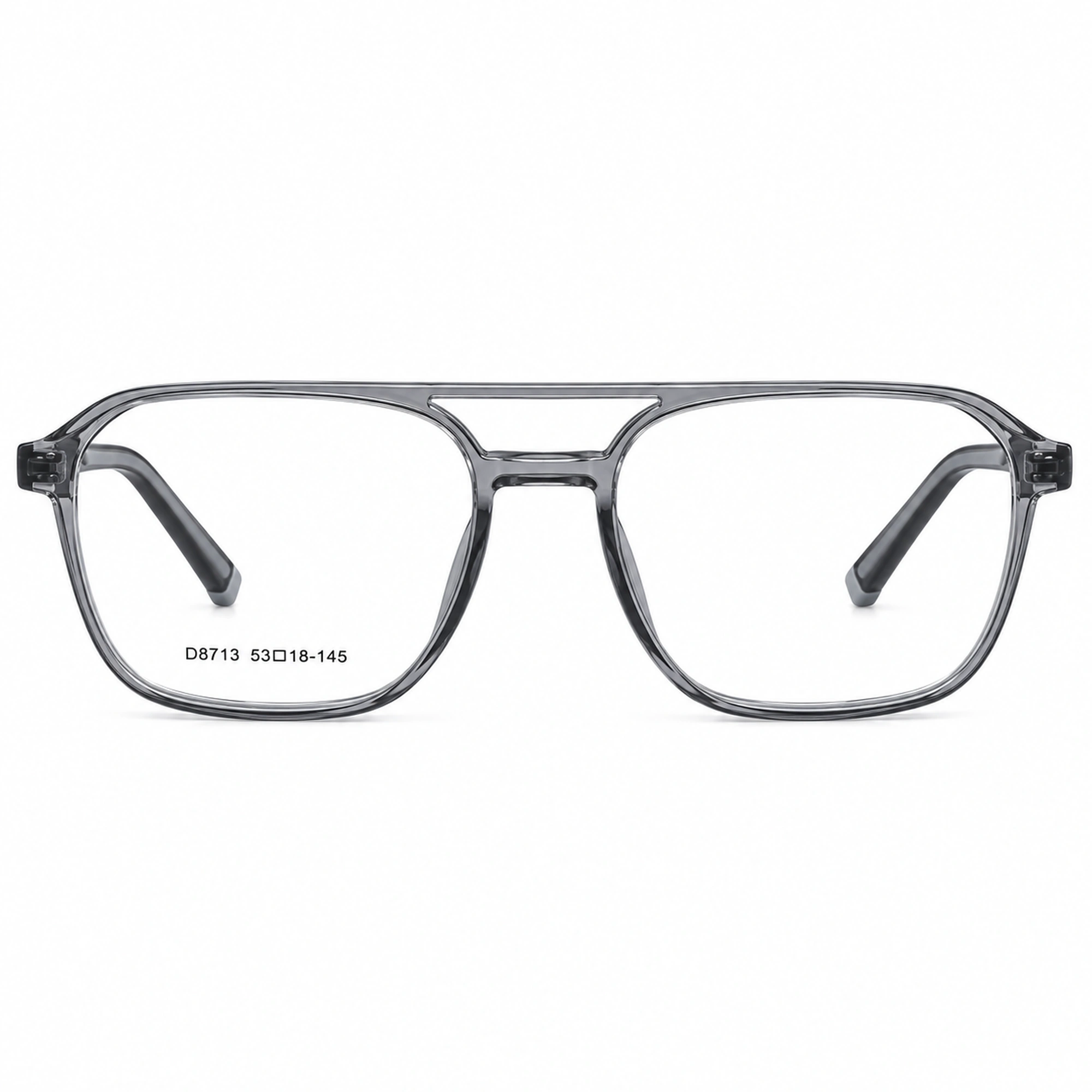 JET Translucent Grey Double-Bridge Square Frame - Image 2