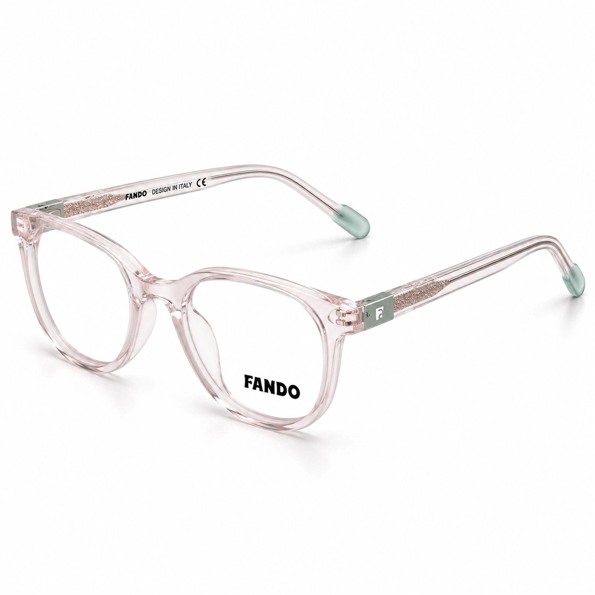 FANDO Blush Clear & Mint Rounded Square Frame