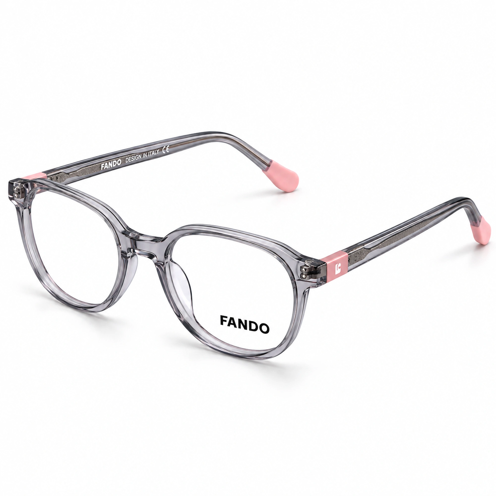 FANDO Smoky Grey & Dusty Pink Round Panto Frame