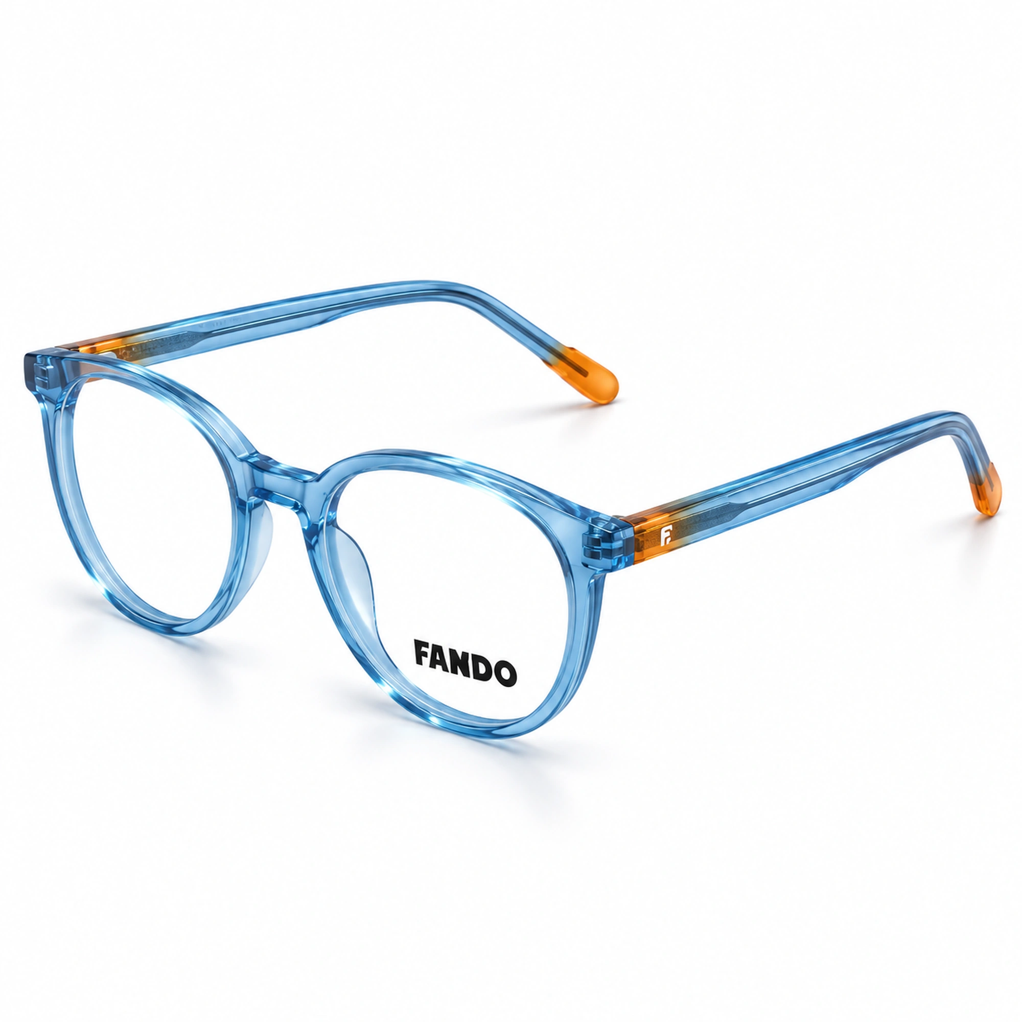 FANDO Transparent Blue & Orange Round Panto Frame
