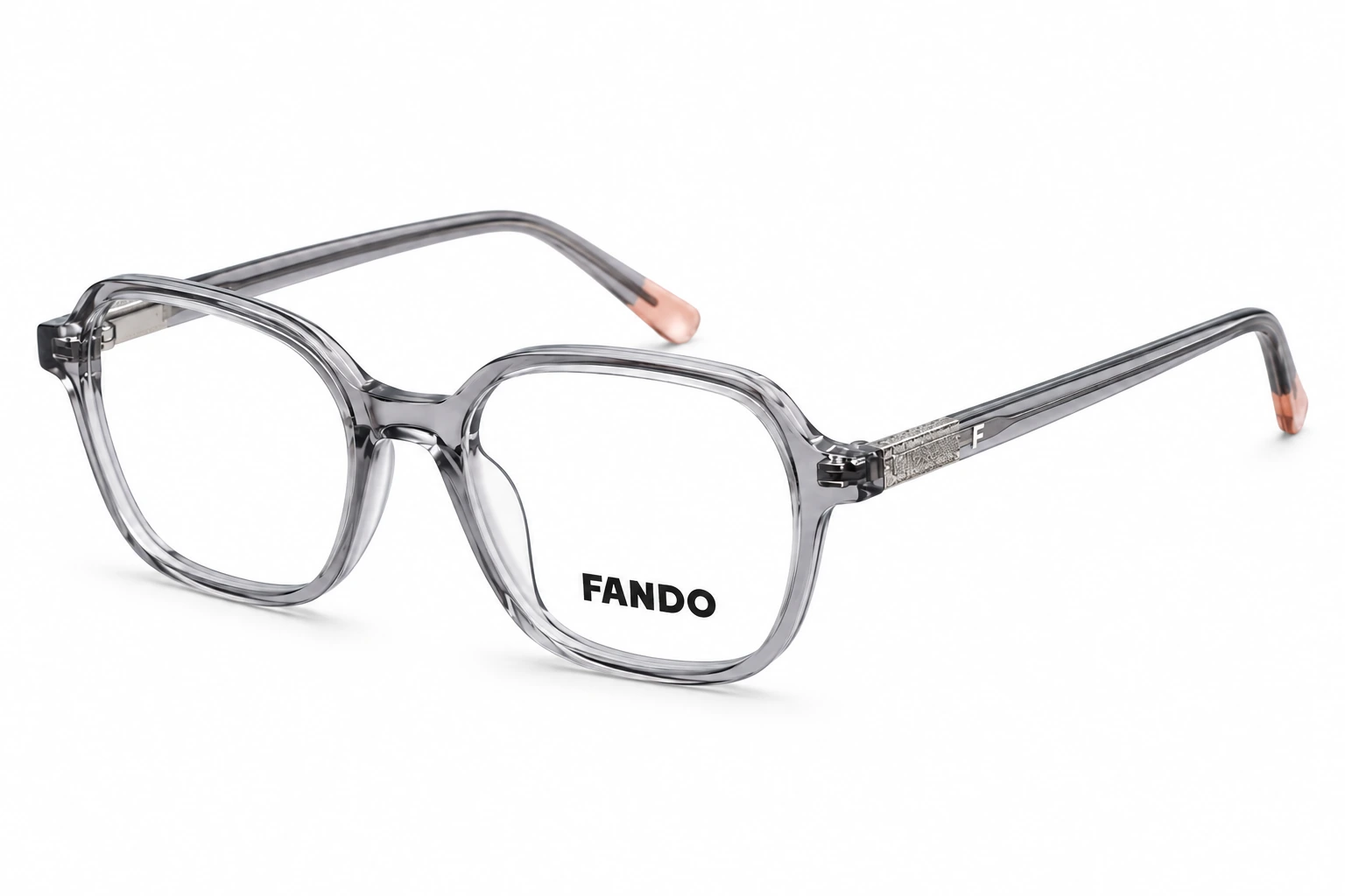FANDO Kids Translucent Smoke Grey Geometric Frame