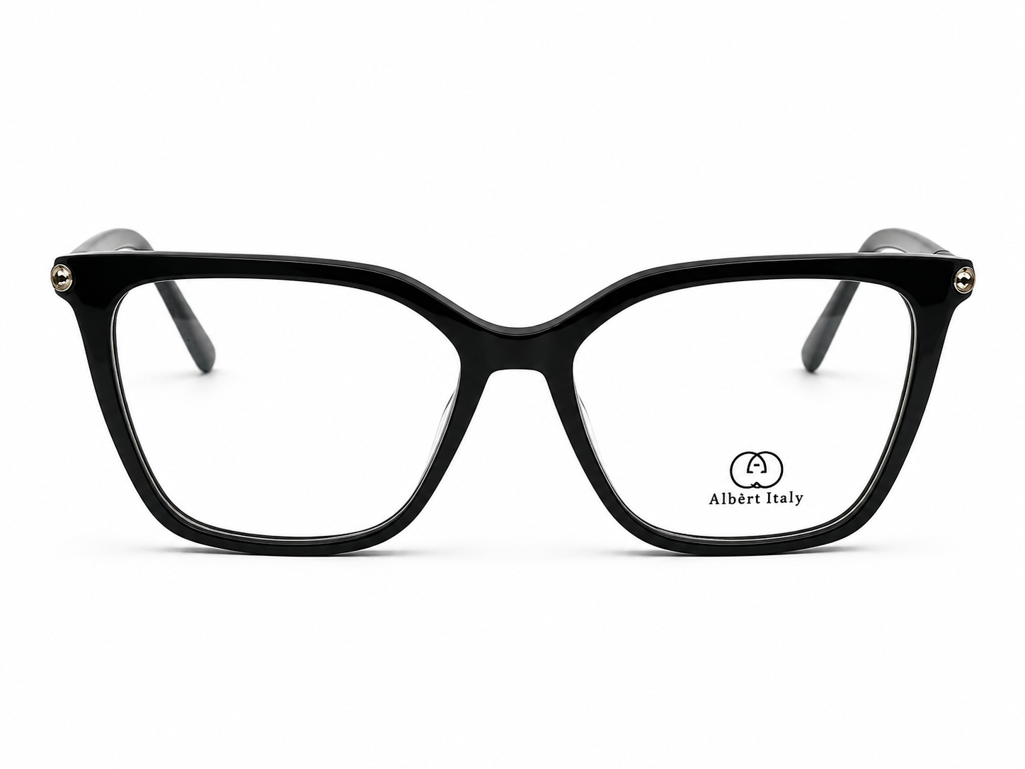 Albert Italy Glossy Black & Gold Cat-Eye Frame