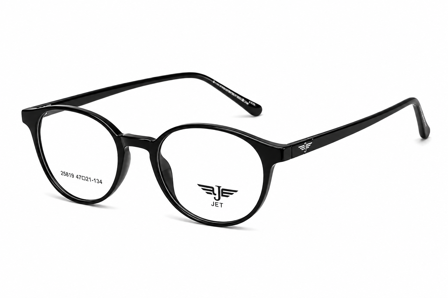 JET Glossy Black Round Acetate Frame