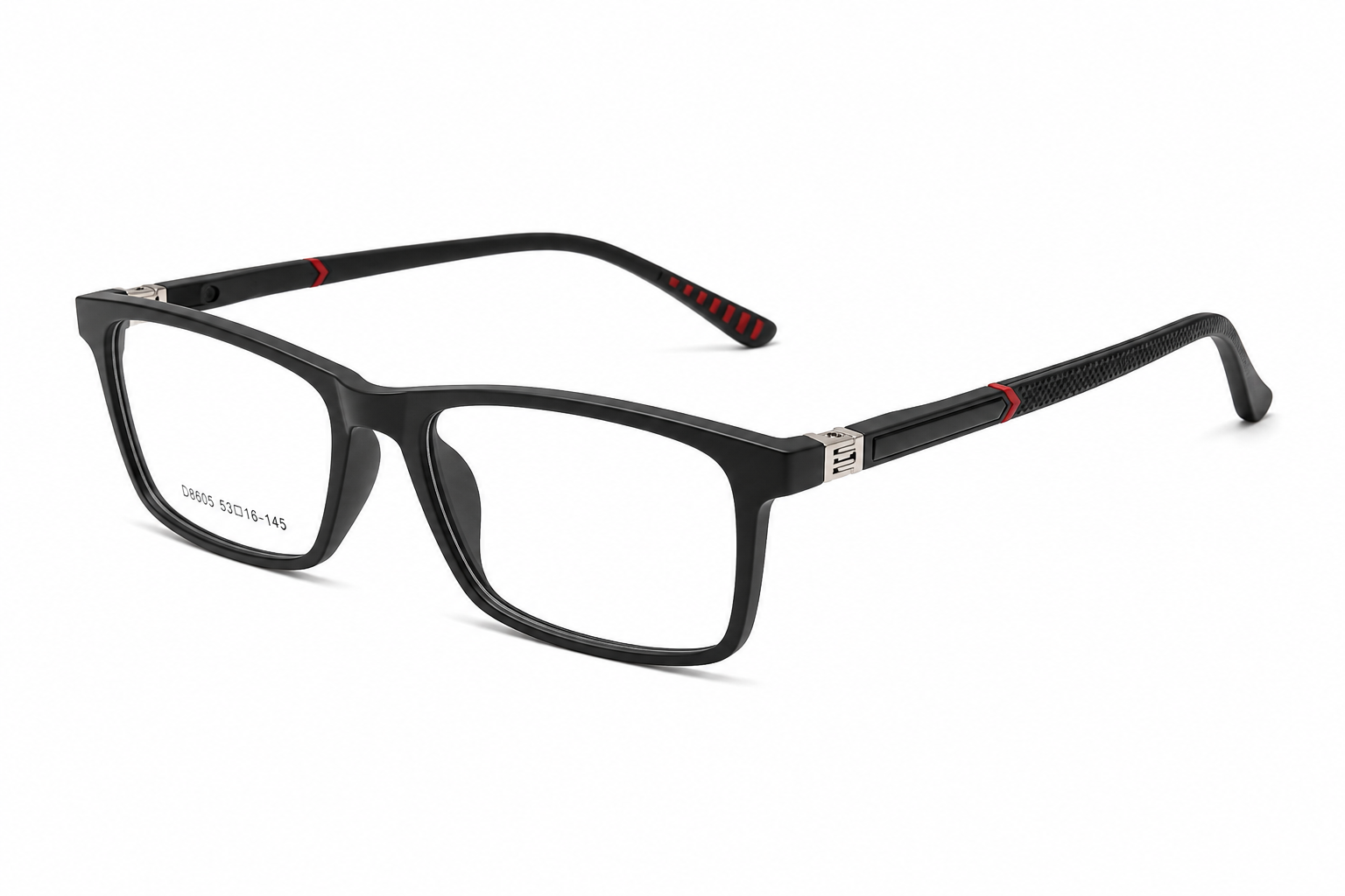 JET Matte Black & Red Rectangular Frame