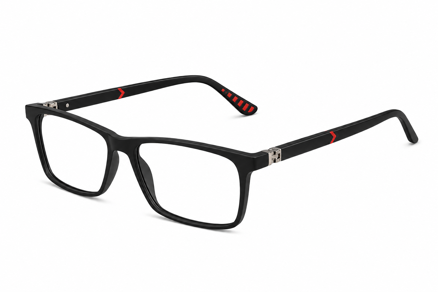 JET Matte Black & Red Rectangular Frame