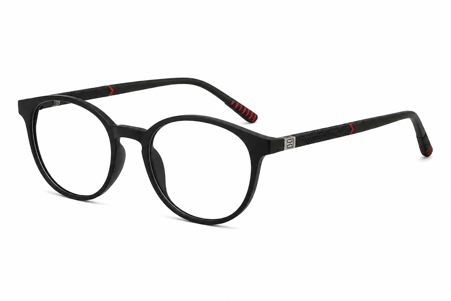 JET Matte Black & Red Round Frame