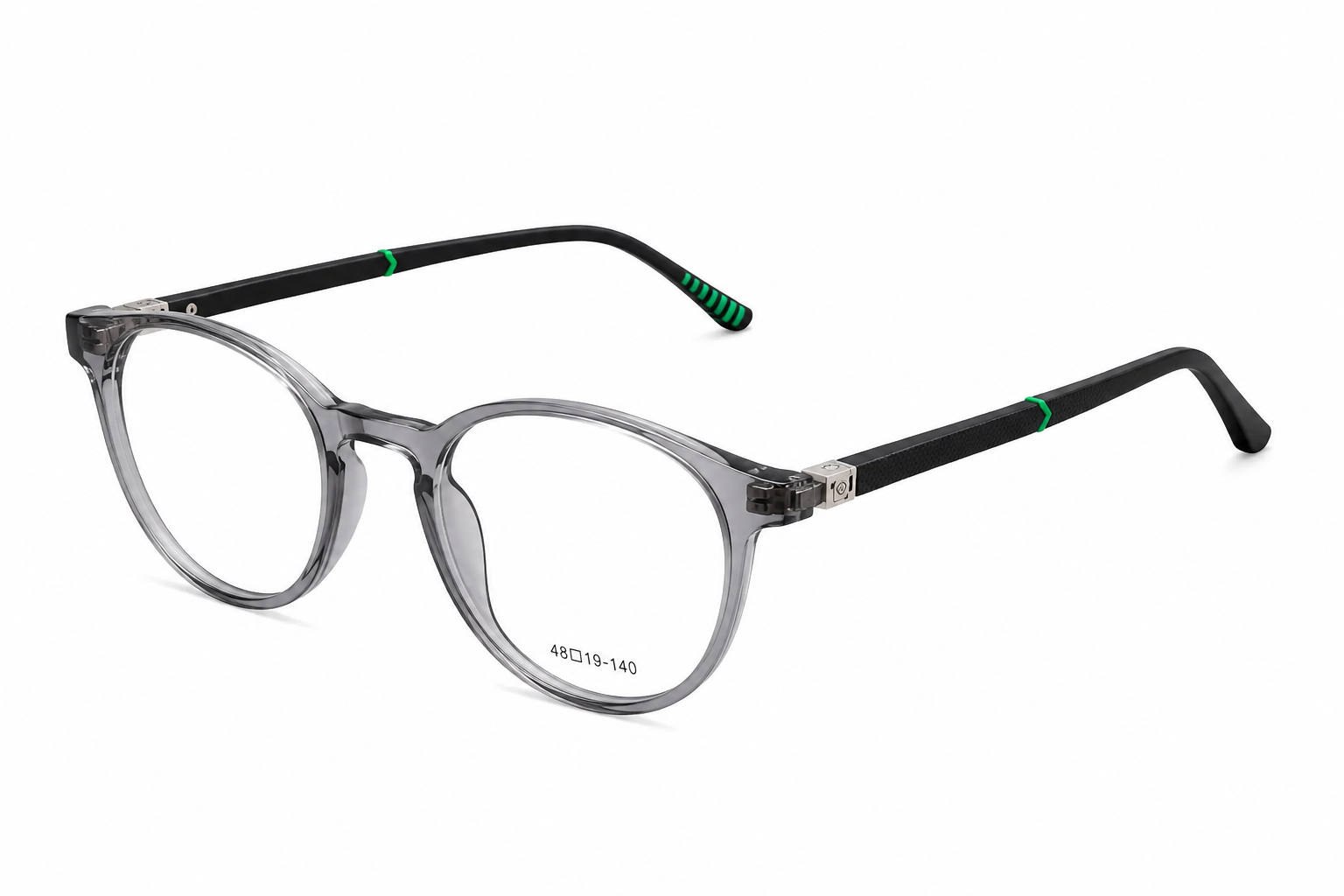 JET Translucent Grey & Green Round Frame