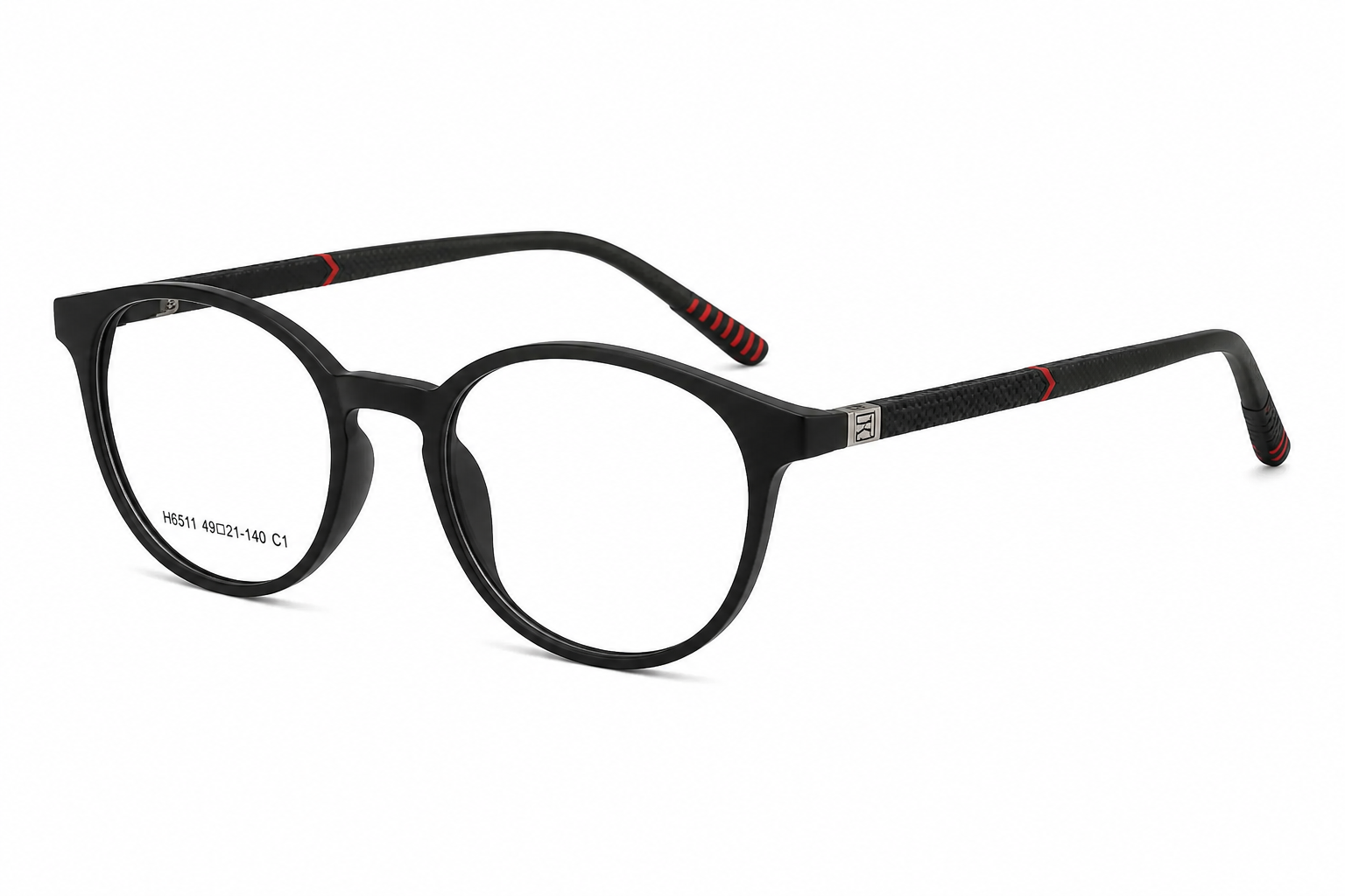JET Matte Black & Red Round Panto Optical Frame